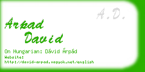 arpad david business card