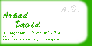 arpad david business card